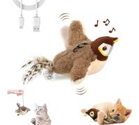 Ankepw Interactive Cat Toy,Flapping Bird Cat Toy,Flying Bird Cat Toy,Chirping Bird Cat Toy Flapping Wings,Rechargeable Bird Cat Toy with Catnip for Indoor Cats,Touch Activated (1PCS)