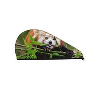 Ankepwj Little Red Panda Dry Hair Cap Absorbent Hair Turban Coral Velvet Bath Shower Cap Fast Drying Towels for Women