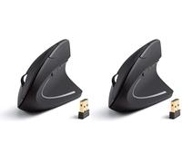 Anker 2.4G Wireless Vertical Ergonomic Optical Mouse, 800/1200 /1600 DPI, 5 Buttons for Laptop, Desktop, PC, Macbook - Black (Pack of 2)