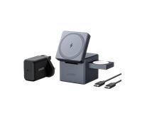 Anker 3-in-1 Cube with MagSafe, 15W Fast Charging, Foldable Wireless Charging Station Black