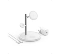 Anker 3-in-1 Wireless Charging Station, MagSafe Charger Compatible, Qi2 Certified 15W Wireless Stand, For iPhone 15/14 Series, AirPods Pro, Apple Watch Ultra (USB C Charger and Cable Included)