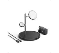 Anker 3-in-1 Wireless Charging Station, MagSafe Charger Compatible, Qi2 Certified 15W Wireless Stand, For iPhone 16/15/14 Series, AirPods Pro, Apple Watch Ultra (USB C Charger and Cable Included)