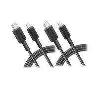 Anker 322 USB-C to Lightning Cable Braided MFi Certified iPhone Charger Cord for iPhone 15, 14, 13, 12, 11, iPad, AirPods - Durable Fast Charging Data Sync Cable Long Length - Black, 6ft, Pack of 2