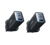 Anker 735 Charger (Nano II 65W), 3-Port Fast Charger Plug ｜2-Pack Black