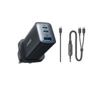 Anker 735 Charger (Nano II 65W), 3-Port Fast Charger Plug and 2-in-1 USB C to USB C Cable 140W Black