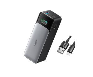 Anker 737 Power Bank (PowerCore 24K), Portable Charger, 140W Fast Charging and USB-A to Lightning Cable (Nylon) Black