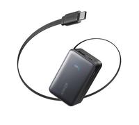 Anker Nano Power Bank, 10000 mAh Portable Charger with 2 ft InstaCord Retractable Cable, 45 W Max Compact Battery Pack, Smart Display, for iPhone 16/17 Series, iPad, Galaxy, Pixel and More (Black)