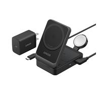 Anker MagGo 3-in-1 Folding Wireless Charging Station 40 Watt MagGo Wireless Charging Station (Foldable 3-in-1) for iPhone 12 and Above, Apple Watch 7 and Above, AirPods (With Wireless Charging Case) A