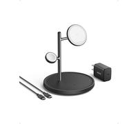 Anker 3-in-1 Wireless Charging Station, MagSafe Charger Compatible, Qi2 Certified 15W Wireless Stand, For iPhone 16/15/14 Series, AirPods Pro, Apple Watch Ultra (USB C Charger and Cable Included)