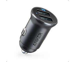 Anker Car Charger, 24W Dual USB Car Charger - Compact Aluminum Alloy, PowerDrive 2 Adapter with Blue LED - Compatible with iPhone12/11/XR/Xs, iPad Pro/Air 2/Mini, Galaxy (Excludes Quick Charge)