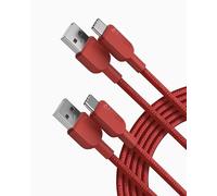 Anker Charger Cable [2 pack, 10ft], 310 USB A to Type C, Nylon Fast Charging for iPhone 17/16/15, iPad Pro, Samsung Galaxy, and More (USB 2.0, Red)