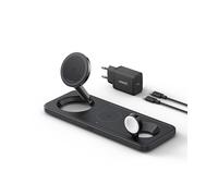 Anker Foldable 3-in-1 Wireless Charging Dock, Qi2 Certified, 15W Wireless Charger for iPhone Series 12, 13, 14, 15, AirPods Pro, Apple Watch Ultra (including USB-C Charger and Cable)