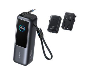 Anker Laptop Power Bank (25K, 165W) + Anker Nano Travel Adapter (5-in-1, 20W) Space Black