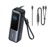 Anker Laptop Power Bank, 25,000mAh Portable Charger with Triple 100W USB-C Ports for Multi-Device Charging, Built-In and Retractable Cables, For iPhone 16/15 Series, Samsung, and More