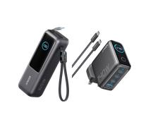 Anker Laptop Power Bank, 25,000mAh Portable Charger with Triple 100W USB-C Ports for Multi-Device Charging, Built-In and Retractable Cables, For iPhone 16/15 Series, Samsung, and More