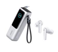 Anker Laptop Power Bank (25K, 165W, Built-In and Retractable Cables) + soundcore Liberty 5 | Noise Cancelling Earbuds, 2x Stronger Voice Reduction Silver