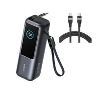 Anker Laptop Power Bank (25K, 165W, Built-In and Retractable Cables) + USB-C to USB-C Cable (240W, 6ft) Space Black