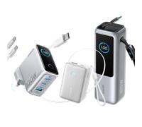 Anker Laptop Power Bank (25K, 165W, Retractable Cables) + Anker Laptop Charger (140W, 4-Port, PD 3.1) + Anker Nano Power Bank (10K, 45W, Retractable Cable) Silver