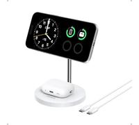 Anker MagGo 2-in-1 Wireless Charging Station, MagSafe Charger Compatible, Qi2 Certified 15W Wireless Stand, Apple Watch Charger for iPhone 16/15/14 Series, AirPods (No AC Adapter)
