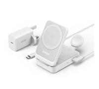 Anker MagGo 3-in-1 Wireless Charging Station, MagSafe Charger Compatible, Qi2 Certified 15W Wireless Stand, Apple Watch Charger for MagSafe, For iPhone 15/14/13/12, AirPods (40W USB C Plug Included)