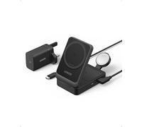 Anker MagGo 3-in-1 Wireless Charging Station, MagSafe-Compatible Qi2 Certified 15W Wireless Stand with Apple Watch and AirPods Support, For iPhone 17/16/15 Series and More (40W USB C Charger Included)