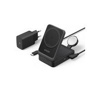 Anker MagGo Cargador Inalámbrico iphone 3 en 1, Soporte de Carga 15 W Certificado Qi2, iPhone 15/14/13, AirPods, Apple Watch 9 (Enchufe Incluido)