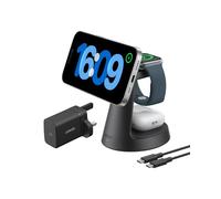 Anker MagGo Magnetic Wireless Charger (Dock Stand), 3-in-1 Qi2 Certified 15W MagSafe Compatible Wireless Charger, For iPhone 16/15/14/13/12 Series, Apple Watch, AirPods Pro, and More (Adapter Included