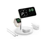 Anker MagGo Wireless Charger Station iPhone 3 in 1 Magsafe 15W Wireless Charger Compatible with MagSafe for iPhone 16/15/14/13, AirPods, Apple Watch(White)