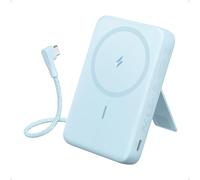 Anker Zolo Magnetic Power Bank, 10,000mAh Wireless Portable Charger with 30W Max Fast Charging, Battery Pack with Built-In USB-C Cable and Adjustable Stand, For iPhone 15/14 Series, AirPods, and More