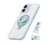 Anker Magnetic Ring Stand for iPhone 16 Case, Silicone Finger Ring Grip Stand Holder, Military Grade Drop Tested, Compatible with MagSafe, Built in Kickstand, Soft Edge Anti-Fingerprint, Blue