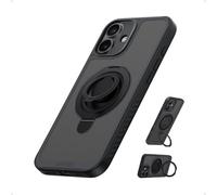 Anker Magnetic Ring Stand for iPhone 16 Plus Case, Silicone Finger Ring Grip Stand Holder, Military Grade Drop Tested, Compatible with MagSafe, Built in Kickstand, Soft Edge Anti-Fingerprint, Black