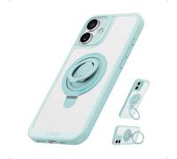 Anker Magnetic Ring Stand for iPhone 16 Plus Case, Silicone Finger Ring Grip Stand Holder, Military Grade Drop Tested, Compatible with MagSafe, Built in Kickstand, Soft Edge Anti-Fingerprint, Green