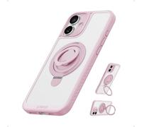 Anker Magnetic Ring Stand for iPhone 16 Plus Case, Silicone Finger Ring Grip Stand Holder, Military Grade Drop Tested, Compatible with MagSafe, Built in Kickstand, Soft Edge Anti-Fingerprint, Pink