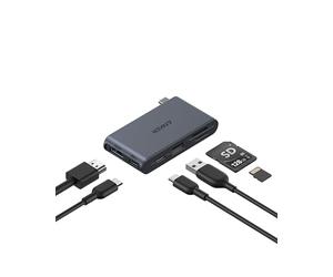 Anker Nano Hub, 6-in-1 Compact USB-C Hub with 85W PD Charging (Charger Not Included), 4K @ 60Hz HDMI, 10Gbps USB-C, 5Gbps USB-A, SD/TF Card Readers, for MacBoolk, Lenovo, HP, and More