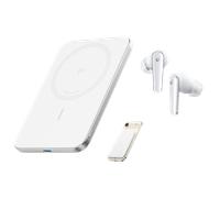 Anker Nano Power Bank, 5,000mAh Wireless Charger + soundcore Liberty 5 | Noise Cancelling Earbuds, 2x Stronger Voice Reduction White