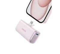 Anker Nano Power Bank, 5,000mAh with Built-In Foldable USB-C Connector Lotus Pink