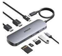Anker Nano USB-C Hub (8-in-1, Dual Display) Gray