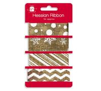 Anker Pack Of 4 Assorted 1M Christmas Hessian Ribbions