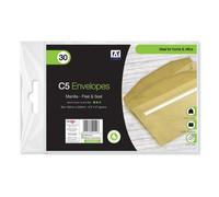 Anker Peel & Seal Manilla Envelopes C5 - Pack Of 30 - Peel & Seal Mailing Envelopes For A4 Folded Documents - Office & Home Use