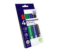 Anker Permanent Markers - Assorted Colours, Pack Of 4 - Quick Dry Marker Pens For Office - Diy, Labelling & Multi-Surface Use