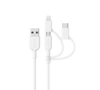 Anker PowerLine II 3-in-1 Cable, Lightning/Type C/Micro USB Cable for iPhone, iPad, Huawei, HTC, LG, Samsung Galaxy, Sony Xperia, Android Smartphones