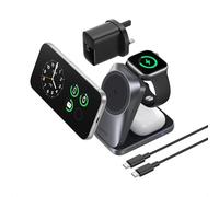 Anker Prime 3-in-1 Wireless Charger, Qi2-Certified 25W, MagSafe-Compatible, Ultra-Compact Foldable Charging Station with AirCool for iPhone 17/16, Apple Watch, AirPods (Non-Battery, with Adapter)