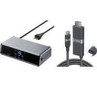 Anker Prime Docking Station,14-Port Triple Display with DisplayLink, 140W Max, Smart Display, Triple 4K 60Hz, Cooling Fan & Nano USB C to HDMI Cable (4K@60Hz,140W,3 FT)