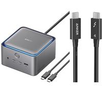 Anker Prime TB5 Docking Station, 14 Ports Thunderbolt 5 Docking Station(140W,120Gbps, Ambient LED Lighting, Cooling System,8K display) & Thunderbolt 4 Cable (2.3FT,240W,40Gps)