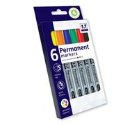 Anker Stat Permanent Markers - Assorted Colours, Pack Of 6 - Quick Dry Marker Pens For Office - Diy, Labelling & Multi-Surface Use