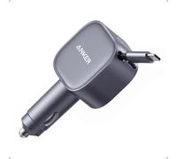 Anker USB C Car Charger, 75W Max Ultra-Compact Type-C Fast Car Charger with Built-In Retractable USB-C Cable, Car Adapter for iPhone 17/16/15 Series, iPad, Galaxy, AirPods, and More