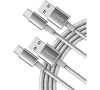 Anker USB C Charger Cable, 2-Pack 10 ft (3 m) USB to USB C, USB A to USB C Braided Phone Charger Cable for iPhone 15 (Standard Charging), Samsung S22/S21, Huawei, Pixel, iPad, Switch, and More