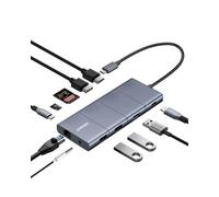 Anker USB-C Hub, 11-in-1 Docking Station Dual Monitor with 4K HDMI and DP | 1 USB-C and 1 USB-A 10Gbps Data Ports, 2 USB 2.0 Data Ports, 4K HDMI and DisplayPort, 85W Max PD, Ethernet, for XPS and More