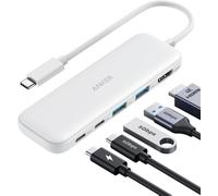 Anker USB C Hub, 5-in-1 USBC to HDMI Splitter with 4K Display, 1 x Powered USB-C 5Gbps & 2×Powered USB-A 3.0 5Gbps Data Ports for MacBook Pro, MacBook Air, Dell and More (White)
