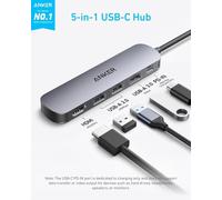 Anker USB C Hub (5-in-1), USBC Hub Multiport Adapter, 4K@30Hz HDMI with 100W Max Power Delivery, USB-C and USB-A Data Ports, Compact and Stylish for MacBook, Dell XPS, and More (Charger Not Included)